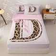 thumbnail image 3 of Homewish Letter D Monogrammed Girl Zipper Twin Comforter Sets with Fitted Sheet and 2 Pillowcases,Brown Leopard Print Pink Bow Zipper Bedding Set for Teens,4-Piece,Pink Reversible, 3 of 6