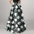 thumbnail image 2 of vigerkar Women Chiffon Mopping Floor Length Big Hem Floral Print Beach High Waist Maxi Skirt Black, XXL, 2 of 4