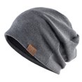 thumbnail image 1 of Gorro de punto holgado informal de primavera y otoño con etiqueta de cuero FS, gorro Baotou con forro polar para exteriores para hombres y mujeres, 1 of 6