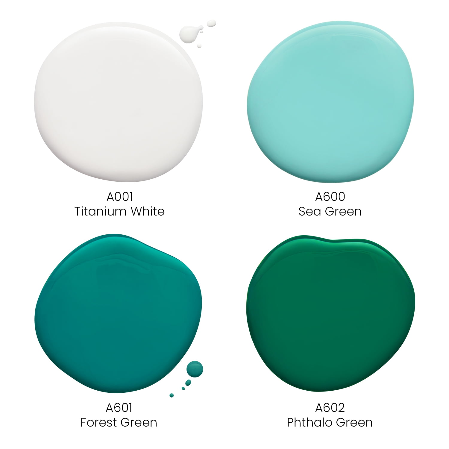 Arteza Acrylic Pouring Paint Kit, 4 oz Bottles Set, Aqua Tones - 4 Pack