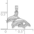 thumbnail image 3 of 14K White Gold Polished Double Dolphins Jumping Left Charm (11.8 X 19.5) Made In United States k7725w, 3 of 5