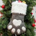 thumbnail image 5 of 1Pc Red Dog Cat Paw Christmas Stocking for Holiday Christmas Eve Festival Party Decorations, Gray, 5 of 6