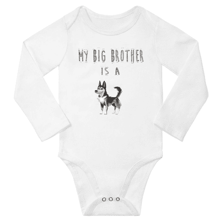 

My Big Brother is a Alaskan Malamute Dog Baby Long Sleeve Clothing Bodysuits Boy Girl (White 18-24M)