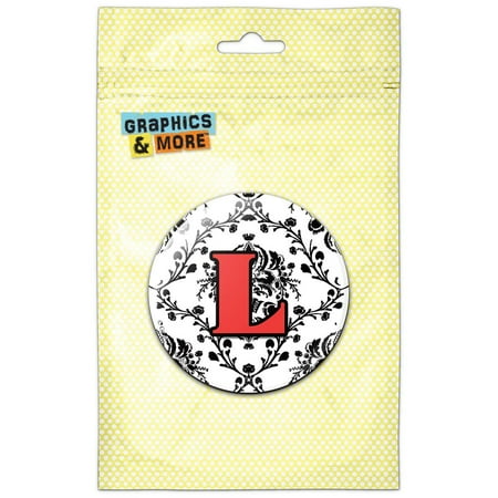 

Letter L Initial Damask Elegant Red Black Refrigerator Button Magnet