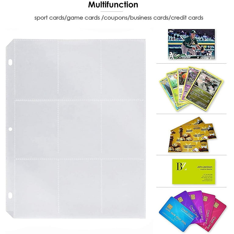 Black Duck Brand Trading Card 9 Pocket Protector Sheets X 50 Plastic Pages Holds 450 Cards -3 Ring Binder