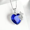thumbnail image 2 of Juwaliy Women Heart Necklace Butterfly Rose Flower Pendant September Birthstone Blue Sapphire Jewelry 925 Sterling Silver Grandma Mother's Day Gift, 2 of 9