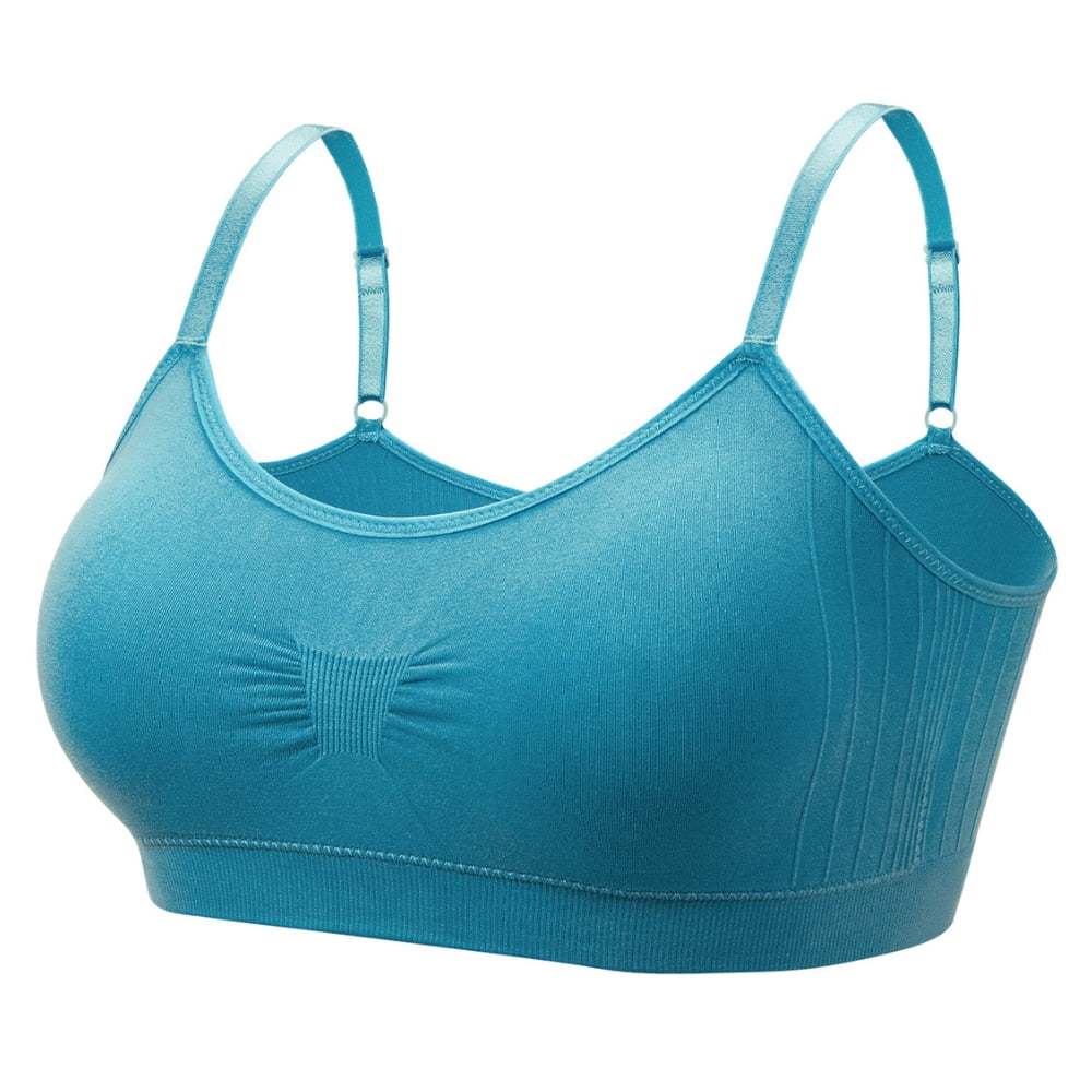 Coobie Seamless Bras for Women No Underwire Scoopneck Cami Bra 9012,Island Blue,Full Size