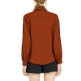 thumbnail image 4 of Allegra K Women's Tie Bow Neck Contrast Trim Long Sleeve Office Blouse Top, 4 of 7