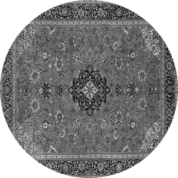 Ahgly Company Indoor Round Medallion Gray Traditional Area Rugs, 3' Round