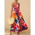 thumbnail image 4 of Summer Dresses for Women Beach Maxi Dress Spaghetti Strap Floral Boho A Line Wedding Guest Flowy Long Dress Red XXL, 4 of 8