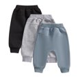 thumbnail image 3 of Okbabeha 3 Pack Baby Boy Pants Toddler Sweatpants Athletic Solid Color Elastic Waist Joggers Leggings, 3 of 7