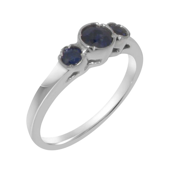 LBG British Made 10k White Gold Natural Sapphire Womens Anniversary Ring - 33 size options - Size 10