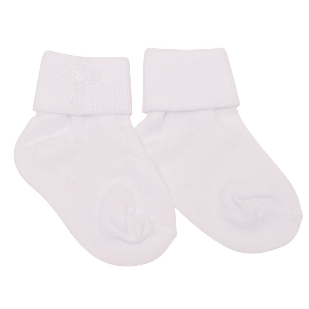 Boys White First Communion Baptism Special Occasion Socks with Cross