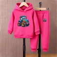 thumbnail image 2 of Karoyedx Toddler Sweatsuit Boys Sweatsuits Two Pieces Pants Set Printed Hoodies Sweatshirt and Sweatpants Set Outfit Sets for Boy Hot Pink Size,5-6 Years, 2 of 4