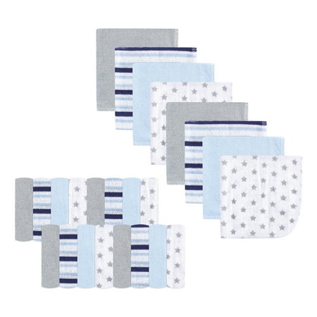 Luvable Friends Baby Boy and Girl Washcloths, 24-Pack - Stars &