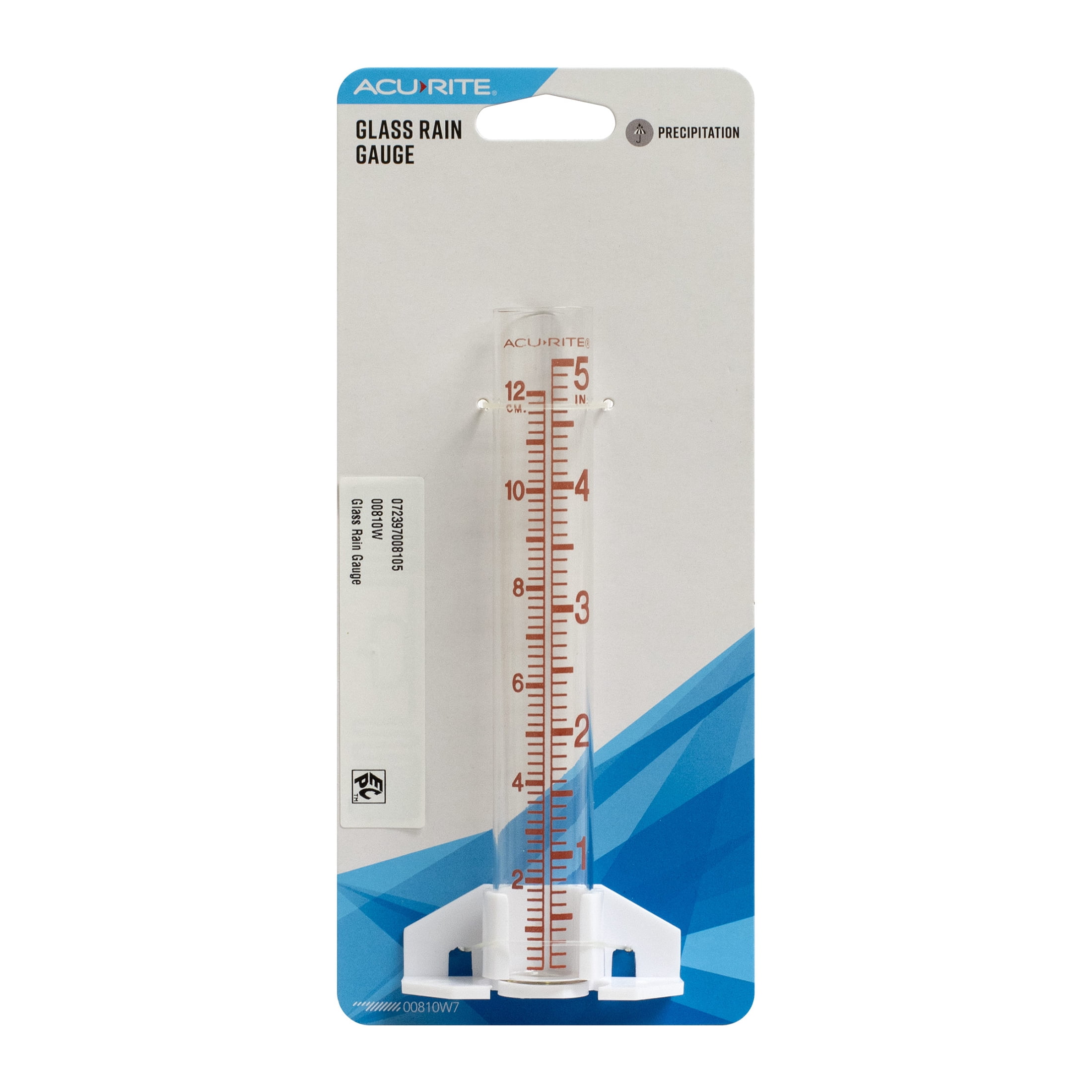 AcuRite 5-inch Capacity Glass Rain Gauge - Clear
