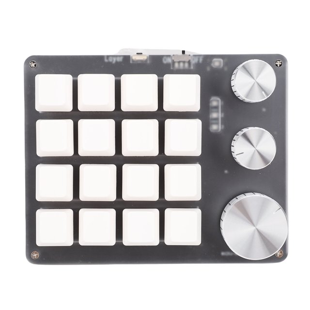 Programmable Keypad, One Handed Keyboard, 16 Keys, 3 Knobs, Red Switch, BT 2.4G TYPE C Wired, Customize Keypad for Gaming Editing Working