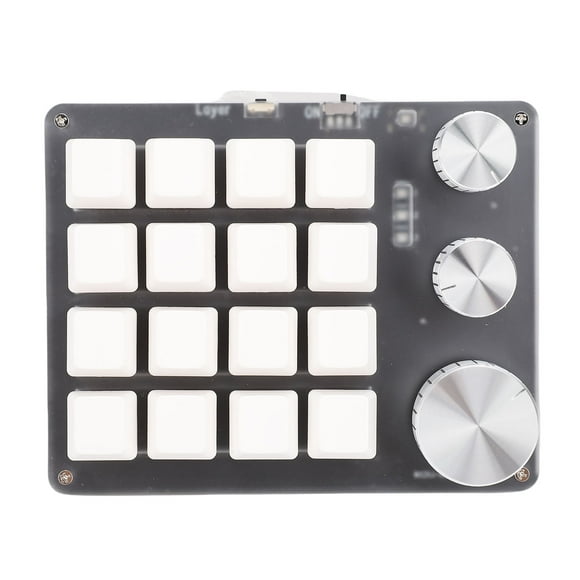 Programmable Keypad, One Handed Keyboard, 16 Keys, 3 Knobs, Red Switch, BT 2.4G TYPE C Wired, Customize Keypad for Gaming Editing Working