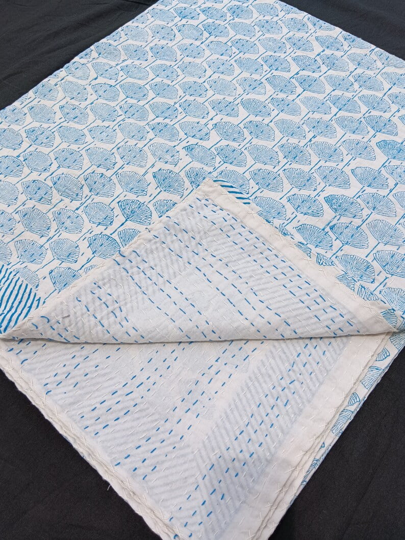 A And E Textiles House Fabric Collection Embracing Heritage, Enhancing Comfort Hand Stitch Kantha Work Quilts, Twin - Breathable