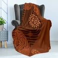 thumbnail image 4 of Earth Tones Soft Flannel Fleece Throw Blanket, Composition Floral Intricacy Folk Details, Cozy Plush for Indoor and Outdoor Use, 50" x 60", Brown Orange Peach, by Ambesonne, 4 of 5