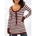 thumbnail image 5 of Liacowi Women Long Sleeve T-shirt Stripe Print Pullover Casual Tops Streetwear, 5 of 9