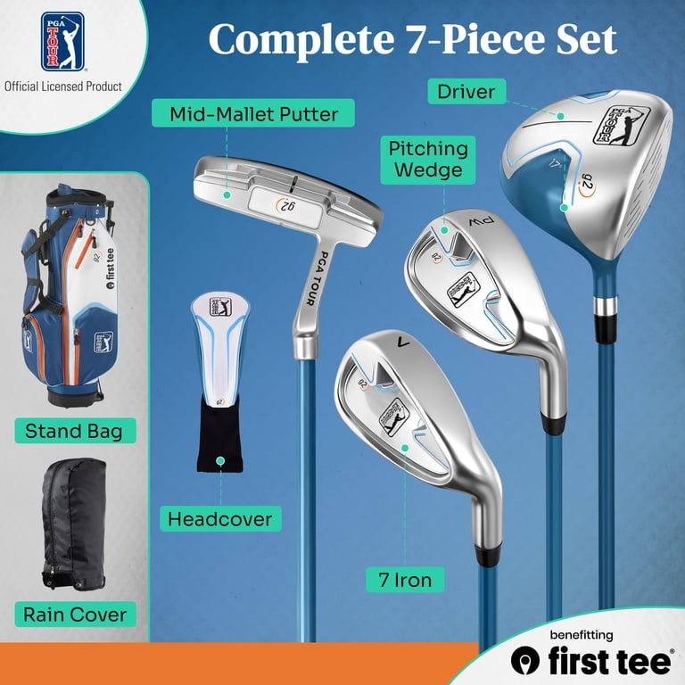 PGA TOUR x First Tee Junior Golf Club Set with Stand Bag, 7-Piece