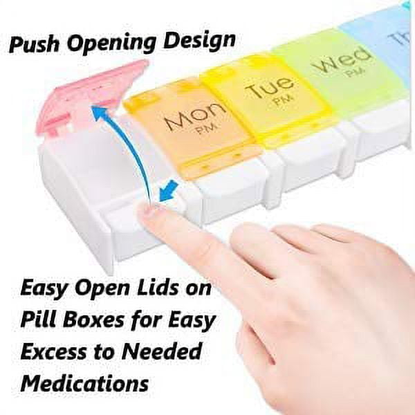 TreasureGurus Large Print Pill Box Medication AM PM Organizer