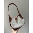 thumbnail image 4 of Bolso de lona nuevo 2024 para las axilas con bandolera de piel de vaca original italiana, bolso sencillo y de alta calidad, 4 of 4