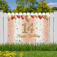 thumbnail image 5 of Sparkling 14th Birthday Backdrop Banner with Glittery Stars and Swirls Happy Birthday Party Decorations Photography Props Party Supplies Background, 5 of 8