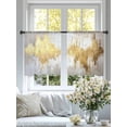 thumbnail image 6 of Sheer Curtains 45 Inches Long, Gold Grey Light Filtering Window Curtains for Living Room, Abstract Contemporary Square Graffiti Smear Art Rod Pocket Voile Sheer Curtain Drapes, 52"W x 45"L, 2 Panels, 6 of 8