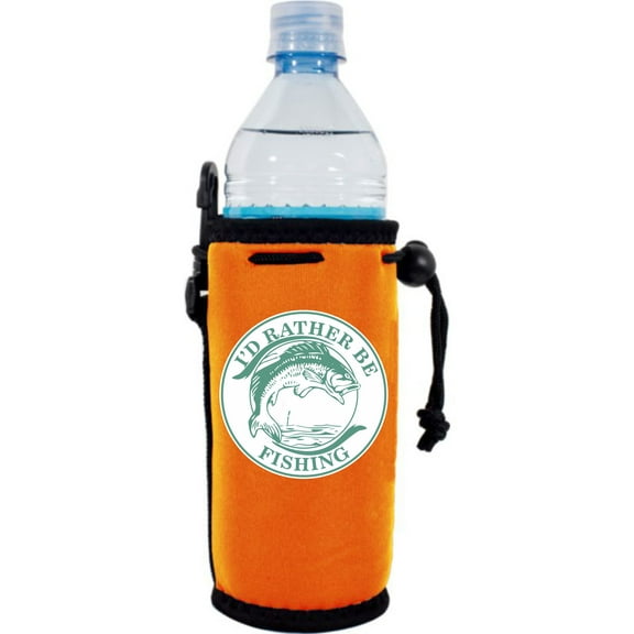 I'd Rather Be Fishing Neoprene Water Bottle Coolie (Orange)