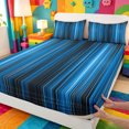 thumbnail image 4 of meiyoeat Gradient Lines Texture Queen Sheets,Neon Blue Black Queen Sheet Sets,4Pcs,1 Flat Sheet,1 Fitted Sheet And 2 Pillowcases, 4 of 6