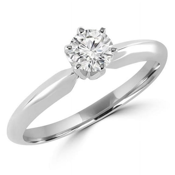 Majesty Diamonds MD160237-3 0.33 CT Solitaire Round Diamond 6-Prong Engagement Promise Ring in 10K White Gold, Size 3