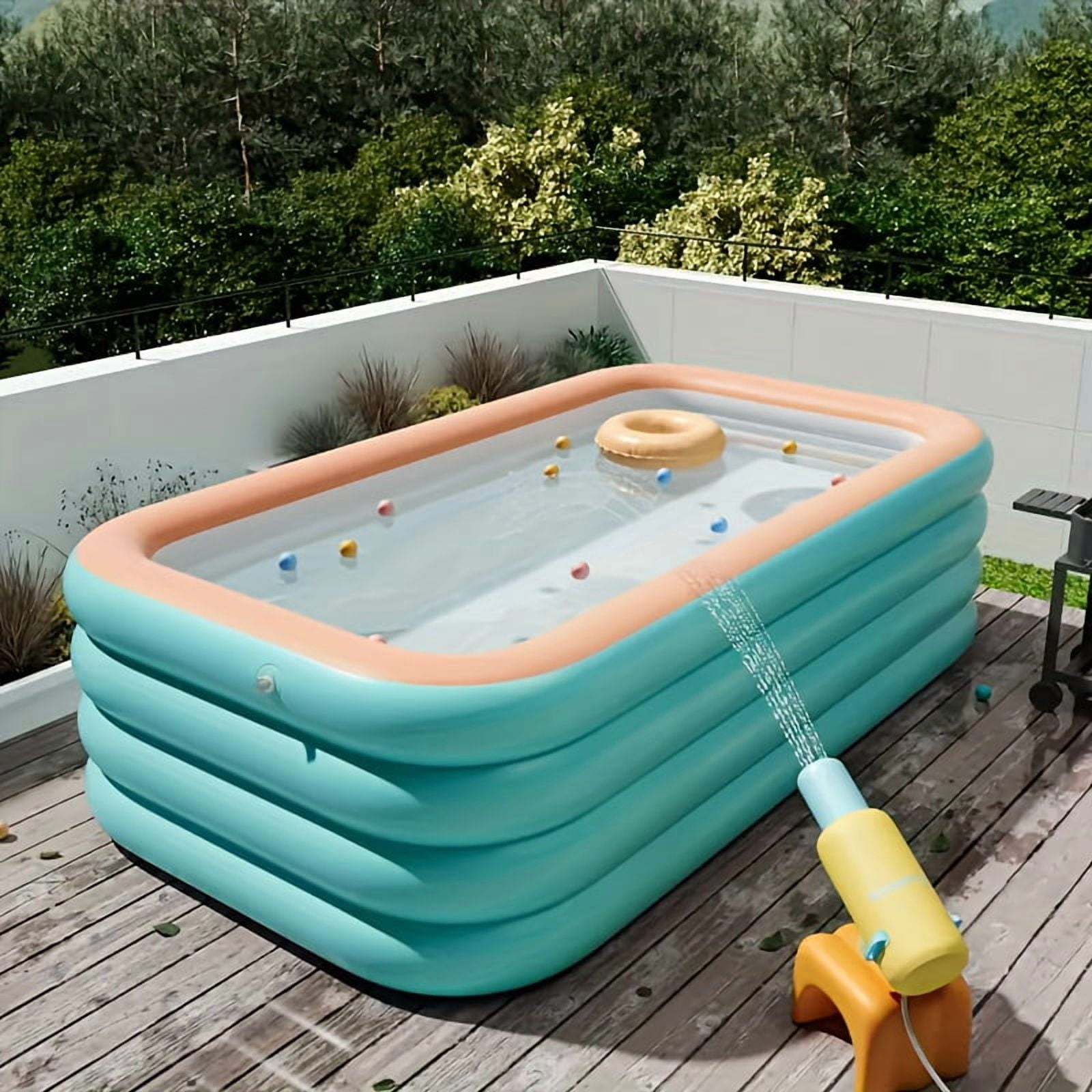 Extra-Large 4-Ring Inflatable Swimming Pool for Family Fun - Durable PVC, No Power Needed, Perfect for Outdoor Summer Parties & Water Play