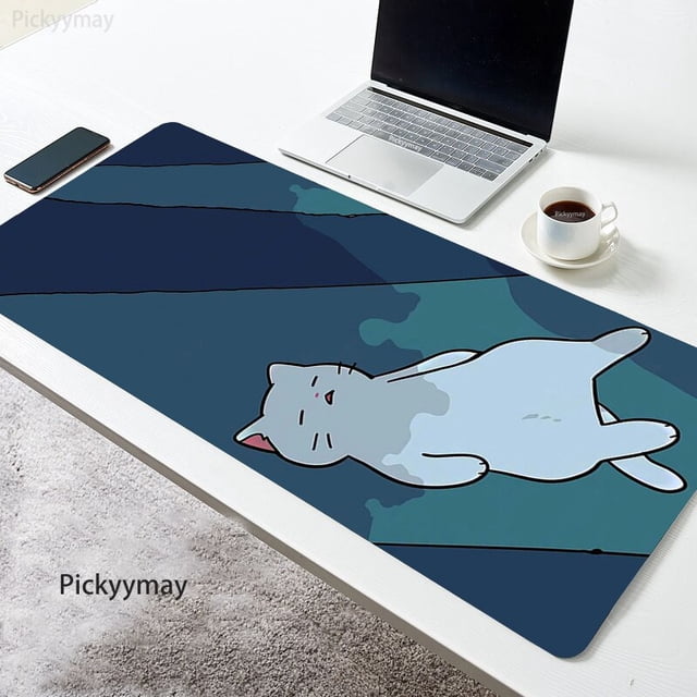 Alfombrilla de ratón Kawaii Cat para ordenador, alfombrilla de ratón grande de Anime para estudiantes, teclado de oficina para ordenador portátil, alfombrilla de escritorio de goma suave XXL LIUWENJING unisex