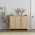 thumbnail image 3 of SICOTAS Rattan Shoe Cabinet with 3 Doors, 6-Tier Adjustable Shelf, 57.24" Shoe Storage Cabinet for Entryway Furniture, Light Oak 2, 3 of 9