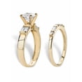 thumbnail image 2 of PalmBeach Jewelry Round and Baguette Cubic Zirconia 2-Piece Wedding Ring Set 2.34 TCW in Solid 10k Yellow Gold, 2 of 5