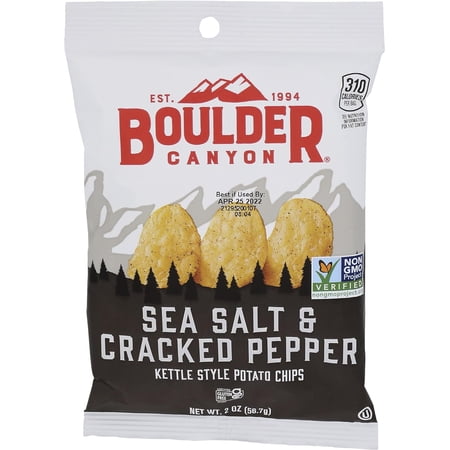 Boulder Canyon, Sea Salt & Cracked Pepper Kettle Cooked Potato Chips, 2.0-Ounce (32 Count)