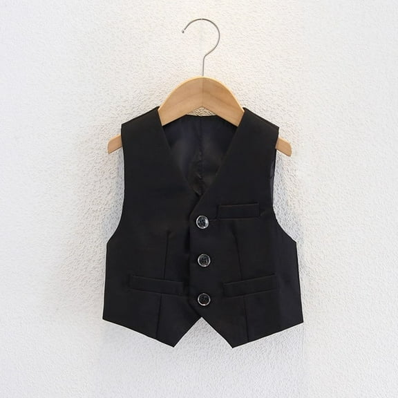 Delliss Toddler Boys 3 Button Formal Suit Solid Color Vest Casual Jacket 2-15 Years