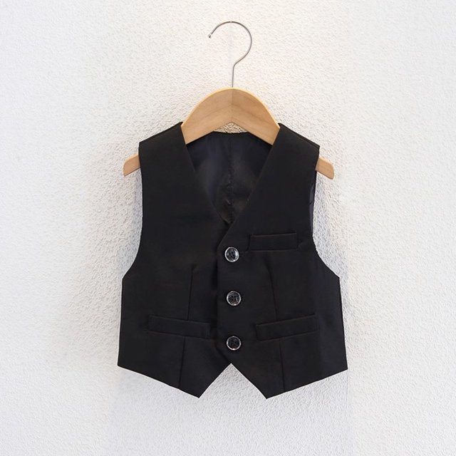 YUNAFFT Boys 2-15Y Sleeveless Polyester Vest Formal Button Front Casual Jacket Solid Color Vest Coat for Weddings & Events
