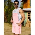 thumbnail image 3 of Denim Overalls for Men Jean Shorts Jumpsuit Work Bibs Coveralls with Zipper(Pink,S), 3 of 8
