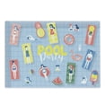 thumbnail image 1 of Pool Party Cutting Board, Doodle Characters Swimming and Enjoying Summer Activities Top View Summer Print, Decorative Tempered Glass Cutting and Serving Board, in 3 Sizes, by Ambesonne, 1 of 2