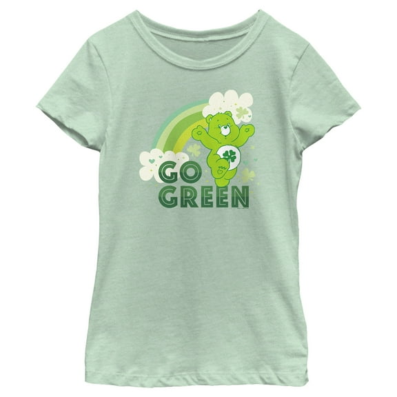 Girl's Care Bears St. Patrick's Day Good Luck Bear Go Green Graphic Tee Mint Small