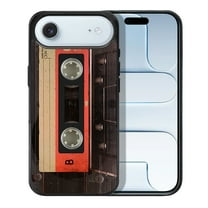 WIRESTER Shockproof Soft Rubber Cover Case for Apple iPhone 17 Air 6.6" 2025, Red Vintage Cassette Tape