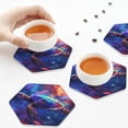 thumbnail image 3 of KLL Drink Coasters Set Hexagon of 4,PU Leather Absorbent Coasters Set Decorative Coffee Cup Coasters Housewarming Gift for Home Decor-Starry Sky Turtle, 3 of 5