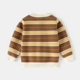 thumbnail image 6 of Toddler Boys Sweaters Kids Striped Knit Cardigan Coats Soft Winter Fall Outerwear Casual School Wear Clothing Brown Size 3-4T, 6 of 9