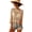 Apricot, variant on Women's Plain Fringe Trim Cut out Sheer Cover Up, Boho Scallop Trim 3/4 Sleeve Round Neck Cover Up