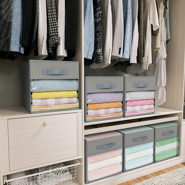 DECOMOMO Storage Bins | Cube Storage Bin with Label Holders, Fabric Storage  Cubes for Organizing Shelves Closet Toy Clothes (10.5 x 11 / 6pcs, Grey)