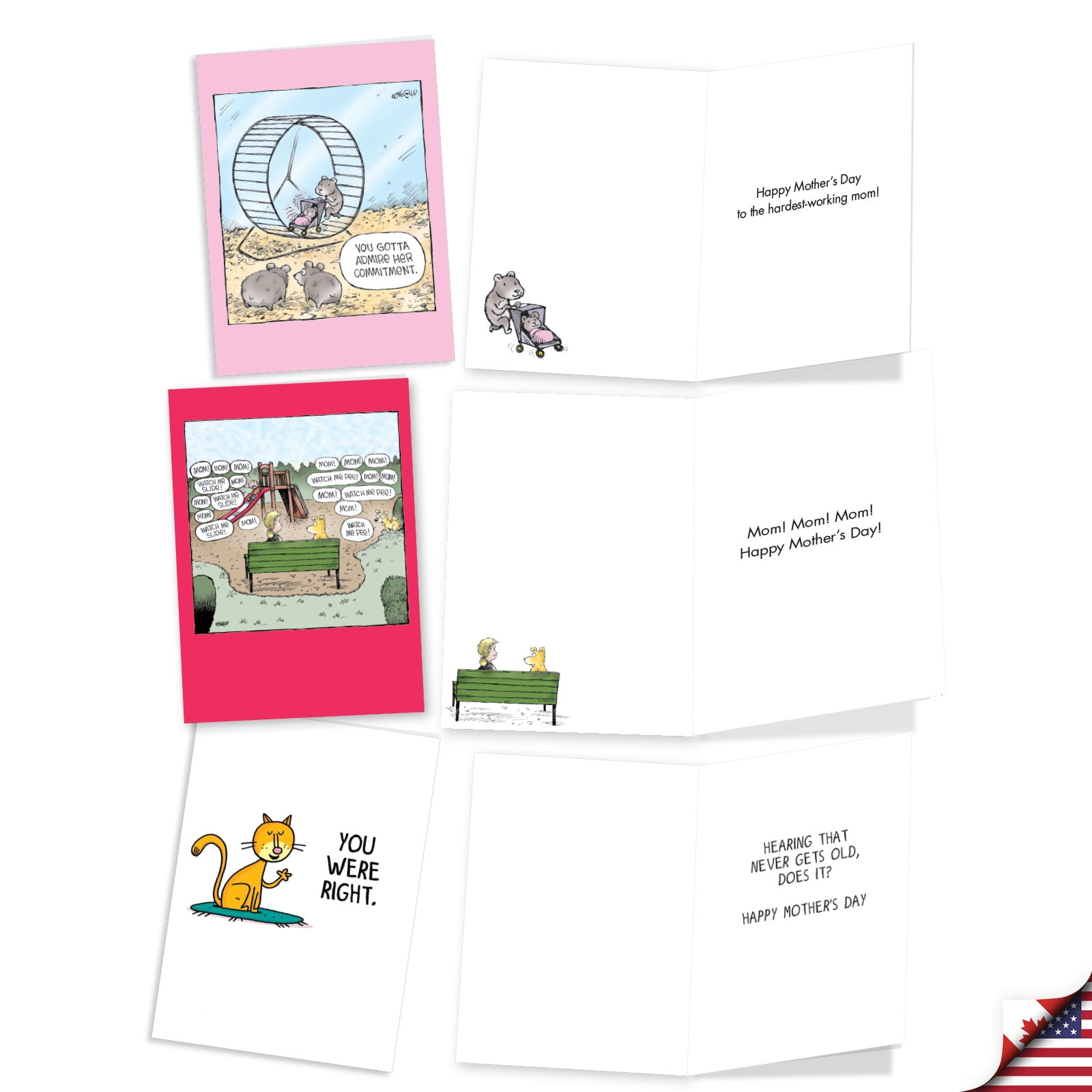 NobleWorks 20 Assorted Box Set Funny Mother's Day Greeting Cards w/5 x 7 Inch Envelopes (10 Designs, 2 Each) Mom Wild Moms AC10890MDG-B2x10