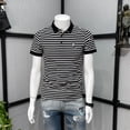 thumbnail image 4 of Ropa de calle de alta calidad para hombre, camisetas ajustadas con cuello, polo a rayas, camiseta para hombre, color azul, Kpop Gym Katoen 5xl, 4 of 5